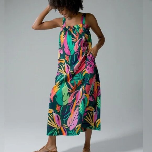 Soma Cotton Tank Maxi Bra Dress in Toucan Touch This Green | Sz XS - Picture 2 of 10